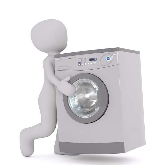 dibujo de hombre llevando una lavadora electrodomestics